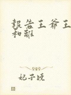 报告王爷王妃要和离