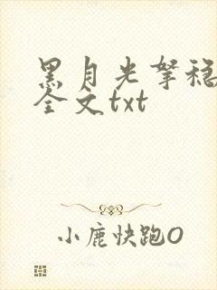 黑月光拿稳小说全文txt