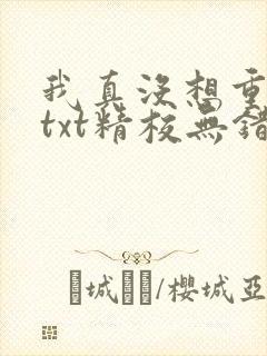 我真没想重生啊txt精校无错版