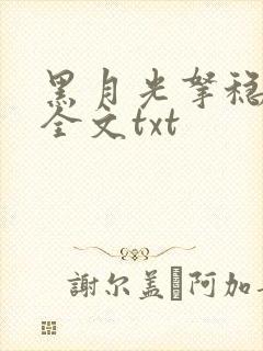 黑月光拿稳小说全文txt