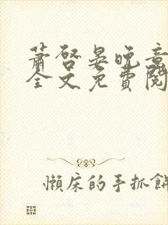 萧启晏晚意小说全文免费阅读