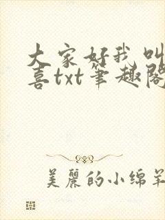 大家好我叫林小喜txt笔趣阁