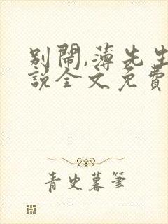 别闹,薄先生小说全文免费阅读