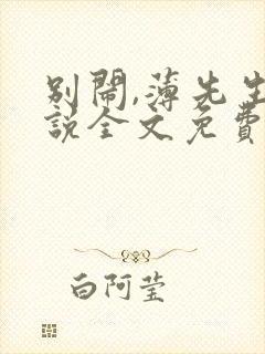 别闹,薄先生小说全文免费阅读