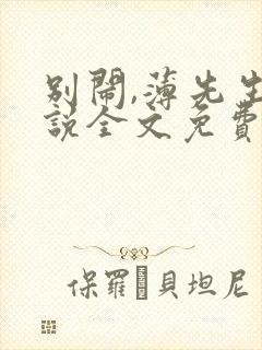 别闹,薄先生小说全文免费阅读