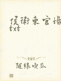 侯卫东官场笔记txt