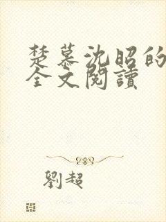 楚慕沈昭的小说全文阅读