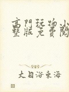 高门玩物小说完整版免费阅读