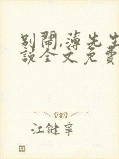 别闹,薄先生小说全文免费阅读