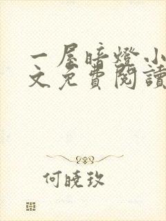 一屋暗灯小说全文免费阅读