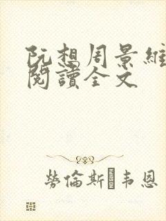 阮想周景维免费阅读全文