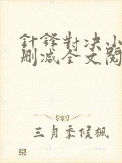 针锋对决小说未删减全文阅读