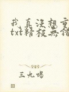 我真没想重生啊txt精校无错版