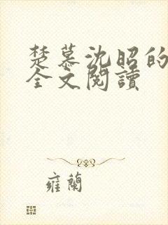 楚慕沈昭的小说全文阅读