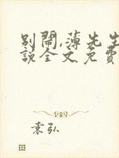 别闹,薄先生小说全文免费阅读