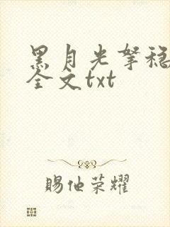 黑月光拿稳小说全文txt