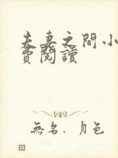 夫妻之间小说免费阅读