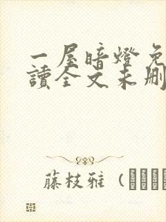 一屋暗灯免费阅读全文未删减