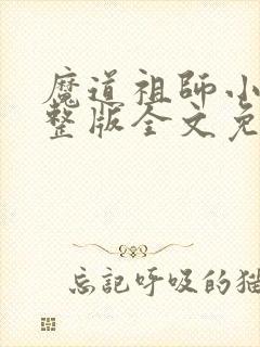 魔道祖师小说完整版全文免费阅读下载