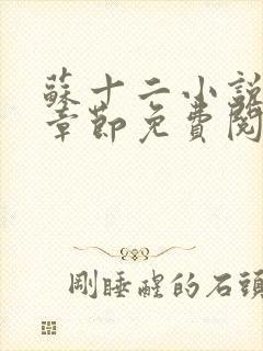 苏十二小说最新章节免费阅读