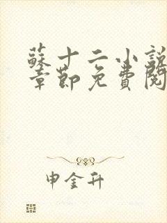 苏十二小说最新章节免费阅读全文