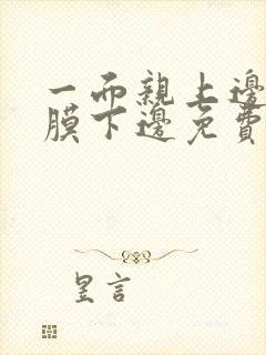 一面亲上边一面膜下边免费阅读