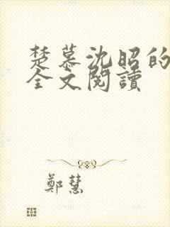 楚慕沈昭的小说全文阅读