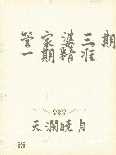 管家婆三期必开一期精准