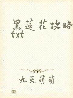 黑莲花攻略手册txt