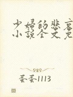 少妇的悲哀榆木小说全文免费阅读笔趣阁下载