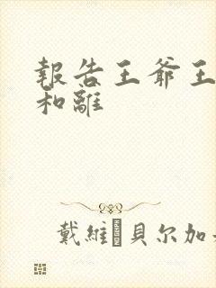 报告王爷王妃要和离