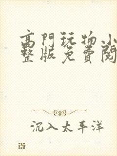 高门玩物小说完整版免费阅读