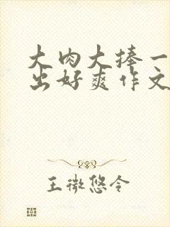 大肉大捧一进一出好爽作文