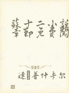 苏十二小说最新章节免费阅读