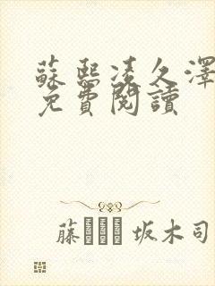 苏熙凌久泽小说免费阅读