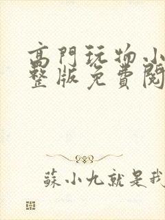 高门玩物小说完整版免费阅读