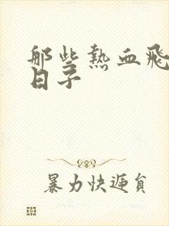 那些热血飞扬的日子