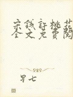 宋钱许桃花小说全文免费阅读