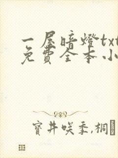 一屋暗灯txt免费全本小说电子书