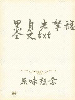 黑月光拿稳小说全文txt