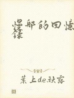 慢哪的回忆录目录