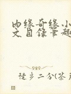 内缘奇缘小说全文目录笔趣阁