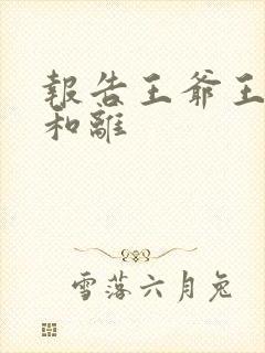 报告王爷王妃要和离