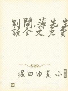 别闹,薄先生小说全文免费阅读