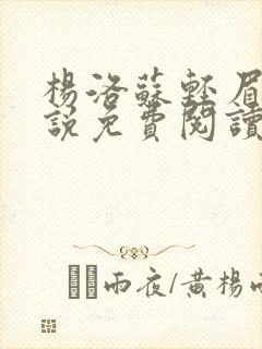 杨洛苏轻眉笔小说免费阅读