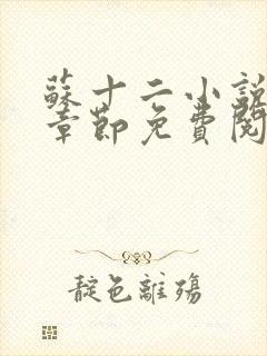 苏十二小说最新章节免费阅读全文