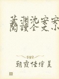 萧渊沈安安免费阅读全文小说