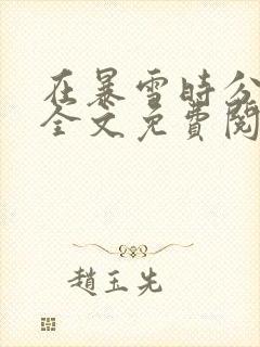 在暴雪时分小说全文免费阅读