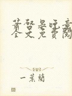 萧启晏晚意小说全文免费阅读