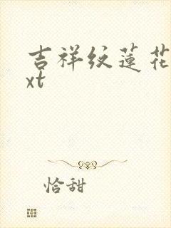 吉祥纹莲花楼txt